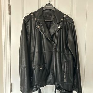 Black faux leather biker jacket